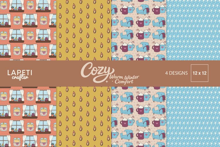 Cozy winter digital paper collection with warm seasonal patterns