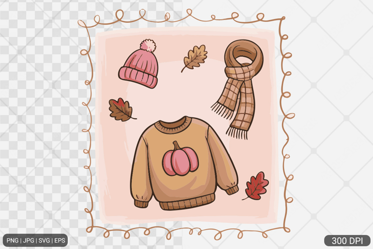 Cozy Winter Fall Coquette Frame Clipart
