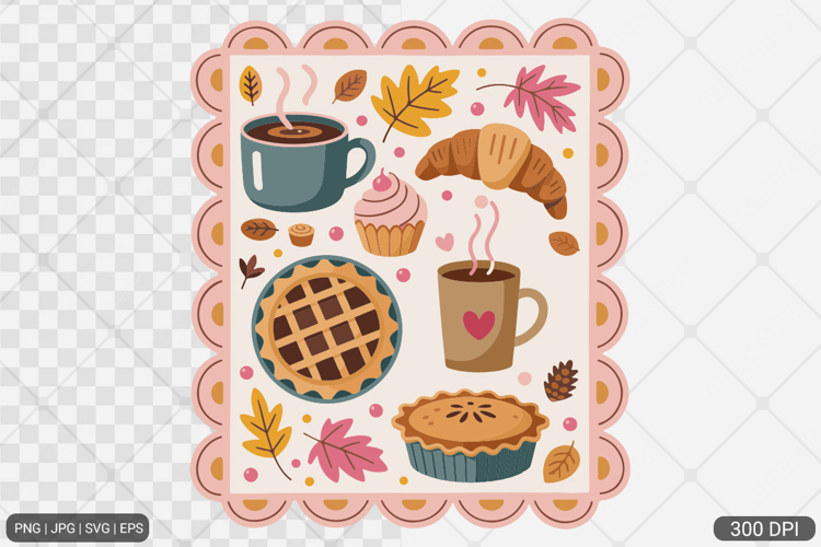 Cozy Winter Fall Coquette Frame Clipart