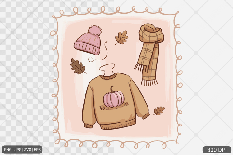 Cozy Winter Fall Coquette Frame Clipart