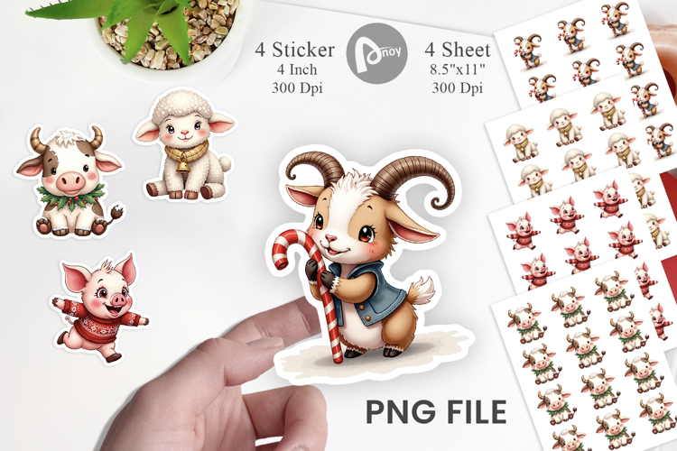 Winter Farm Friends Sticker