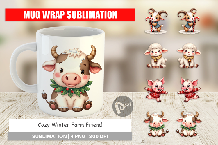 Winter Farm Friends Mug Wrap