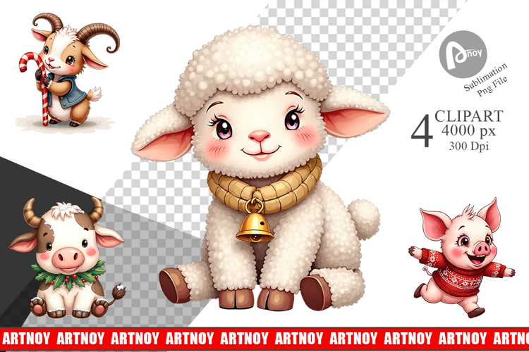 Winter Farm Friends Clipart