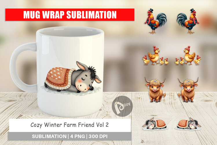 Winter Farm Friends Mug Wrap example image 1