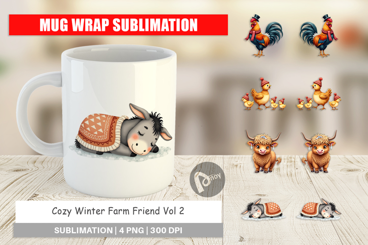 Winter Farm Friends Mug Wrap