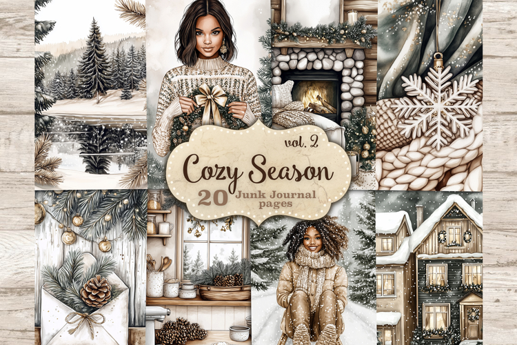 Cozy Winter Junk Journal Kit | Hygge Christmas Ephemera