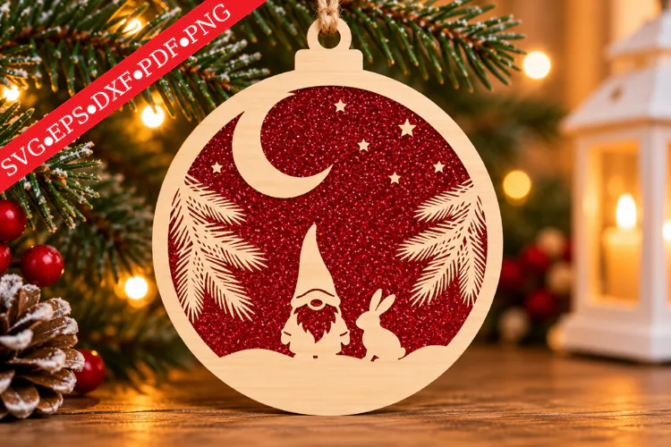 Cozy Woodland Christmas Ornament SVG