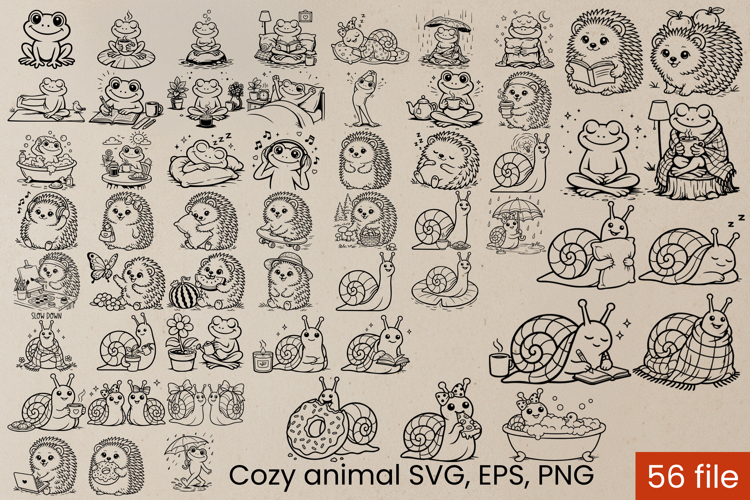 Cozy animal SVG bundle | Funny animal character SVG