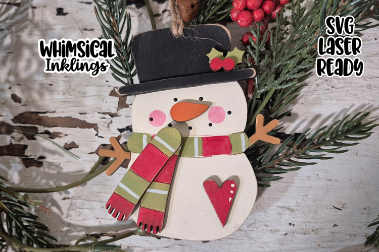 Cozy Snowman Ornament Laser SVG