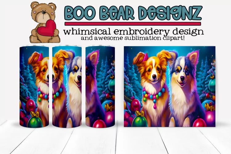 Christmas Dogs Sublimation tumbler design