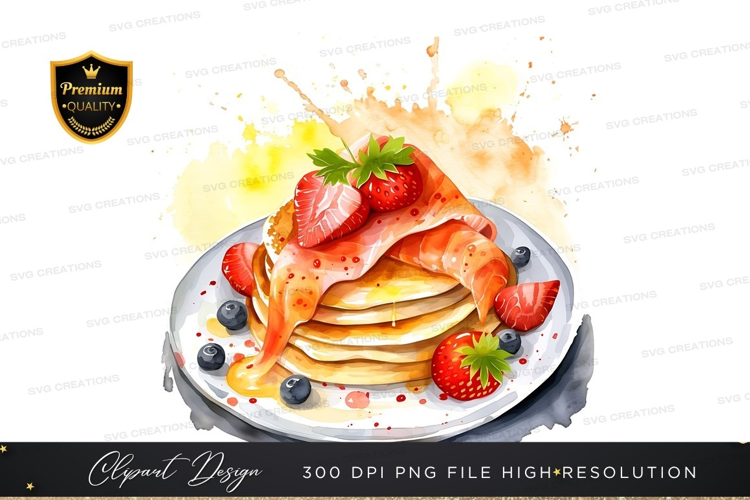 Delicious stack of pancakes with fresh fruits