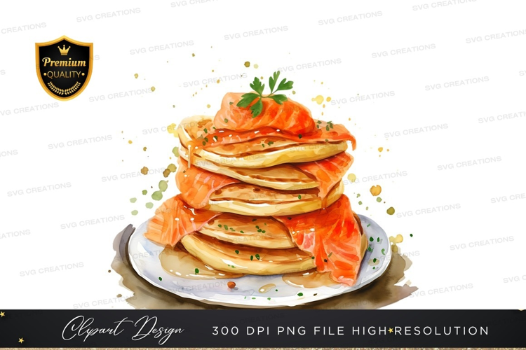 Delicious salmon and pancakes