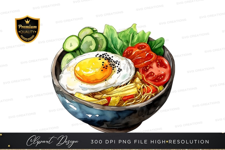Vibrant ramen bowl clipart png
