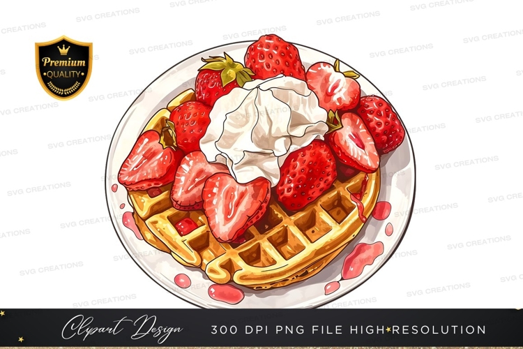 Strawberry waffle with whipped cream