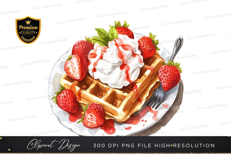 Strawberry waffle with whipped cream