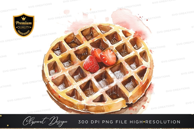 Delicious waffle with strawberries