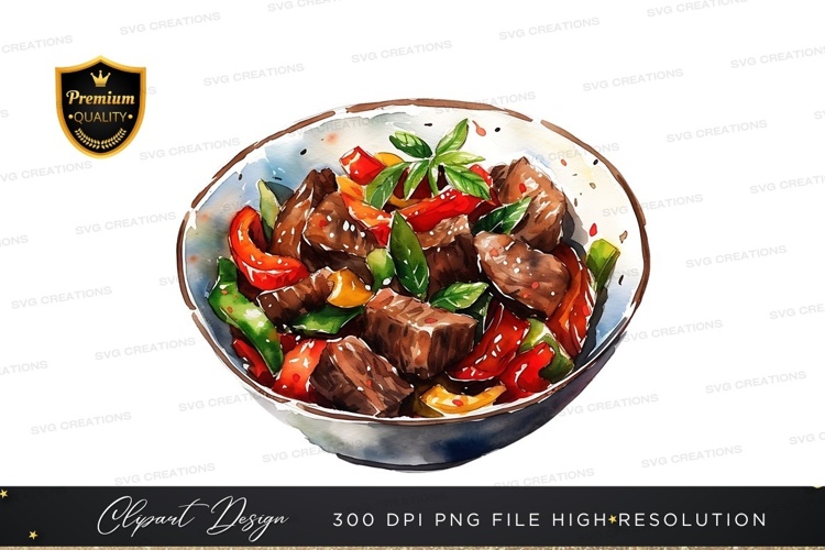 Stir-fried beef with peppers and basil