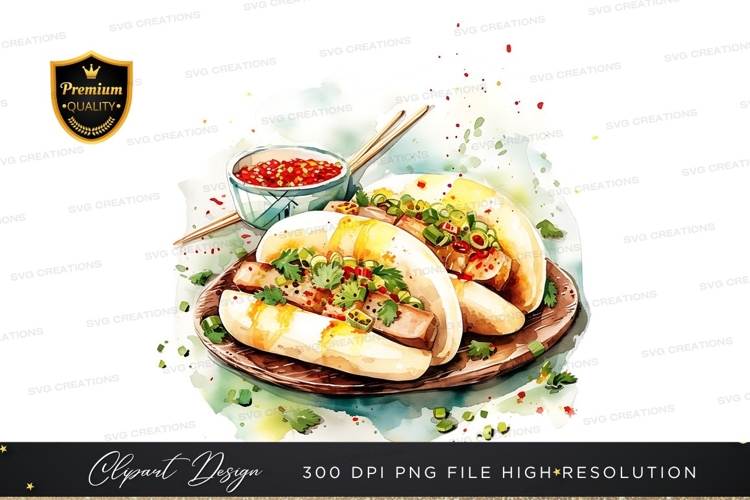 Delicious bao buns with condiments