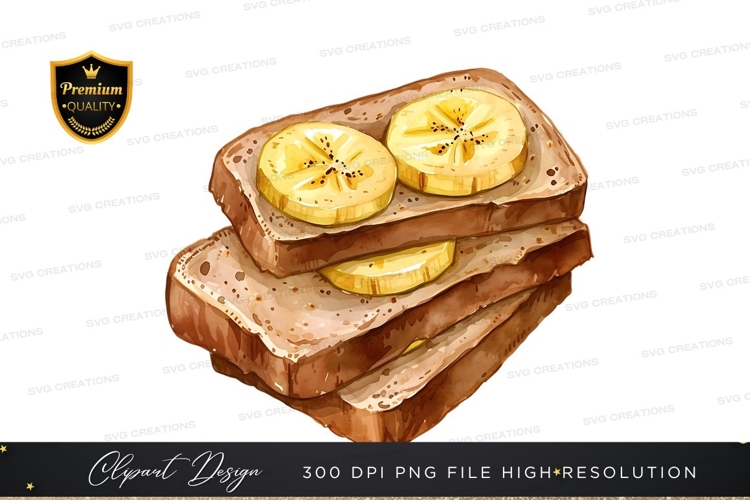 Banana toast clipart png