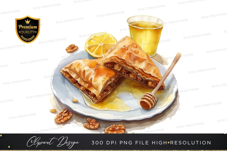 Delicious baklava with honey and lemon