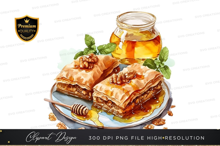 Delicious baklava with honey