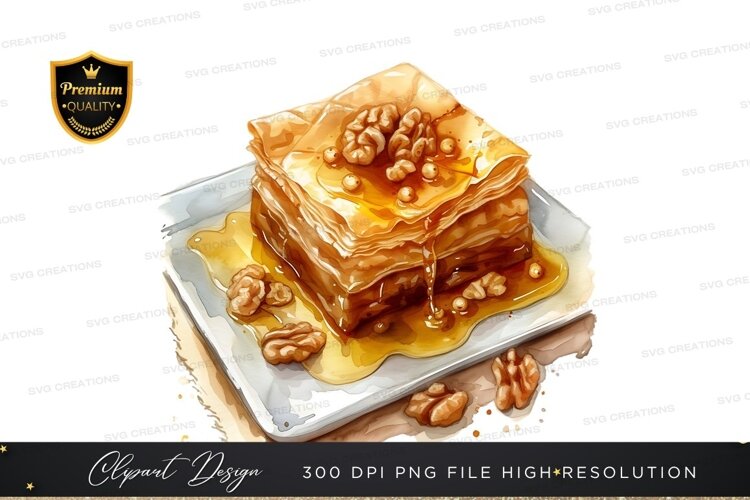 Delicious baklava with walnuts and honey example image 1