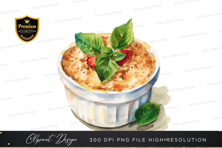 Delicious baked dish with fresh basil