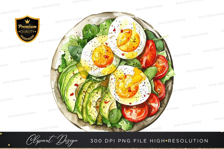Healthy salad with boiled eggs