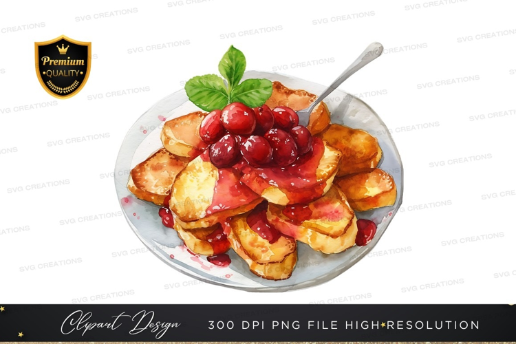 Delicious french toast with cherry topping