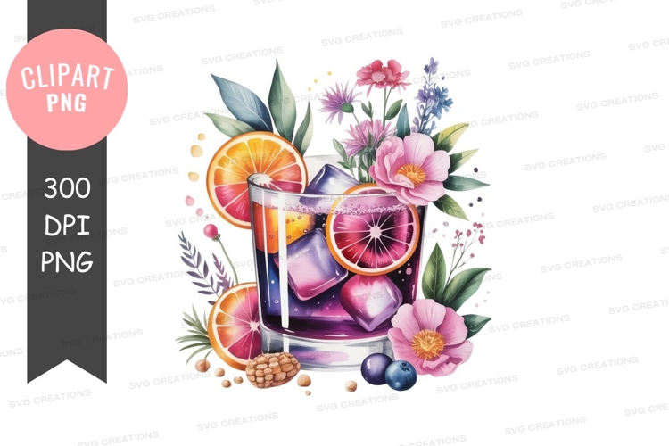Vibrant cocktail with floral accents
