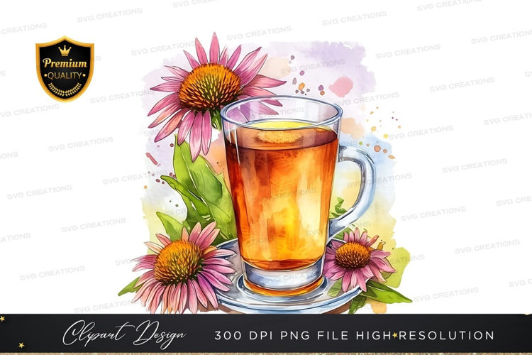 Herbal tea with purple coneflowers
