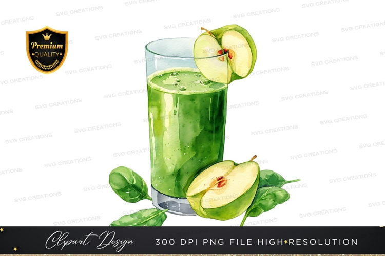 Green smoothie with apple slices