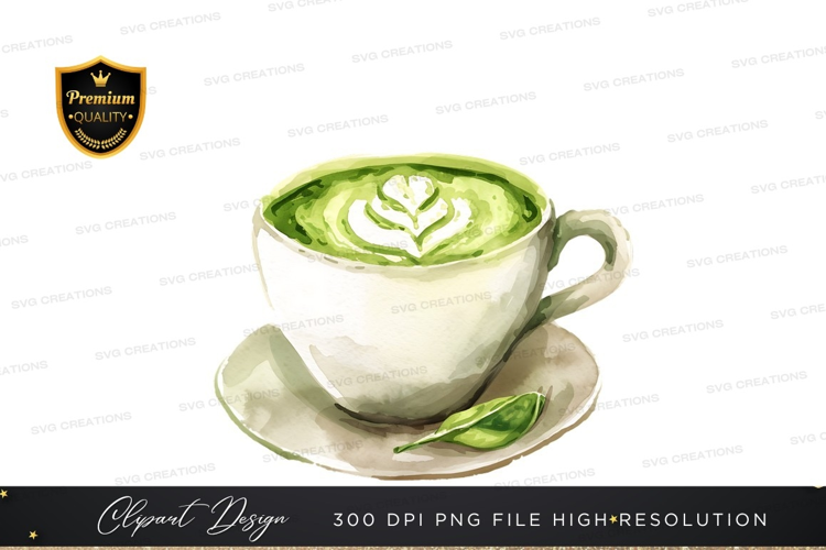Green latte in a cup