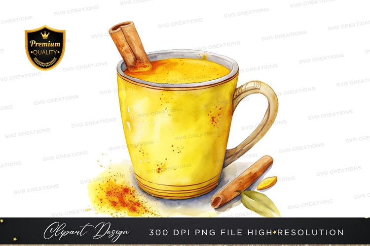 Warm golden drink with cinnamon