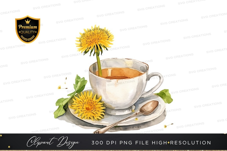 Teacup with dandelion flower