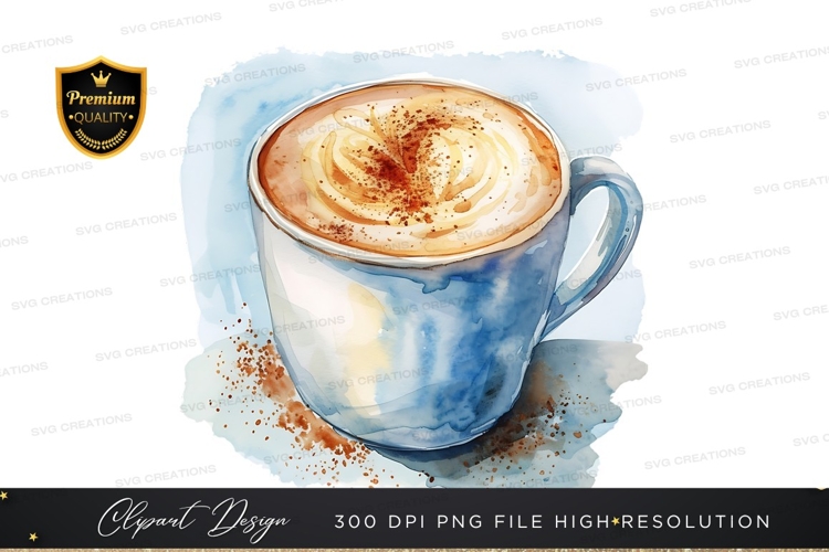 Delicious cappuccino in a blue mug