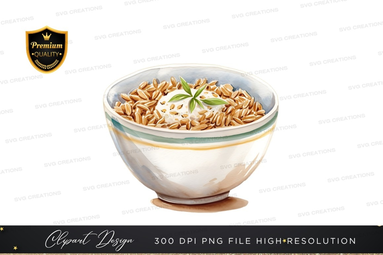 Bowl of oats with basil
