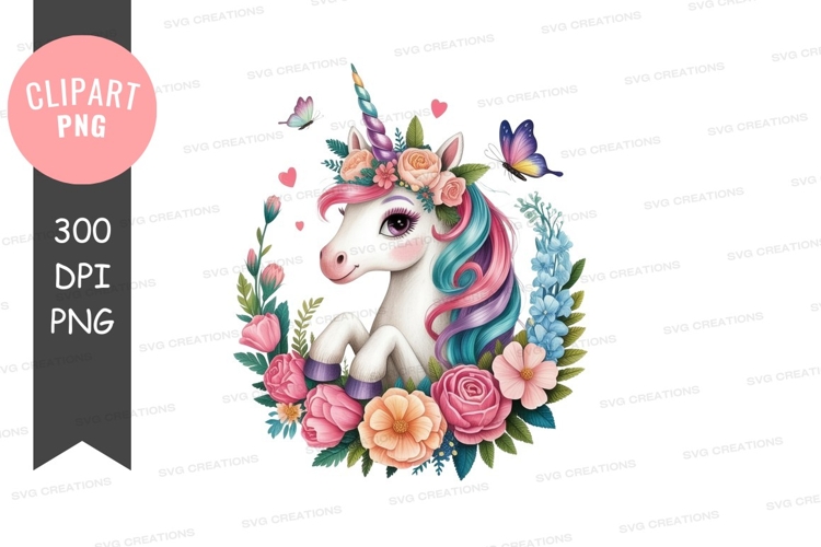 Magical unicorn with floral crown