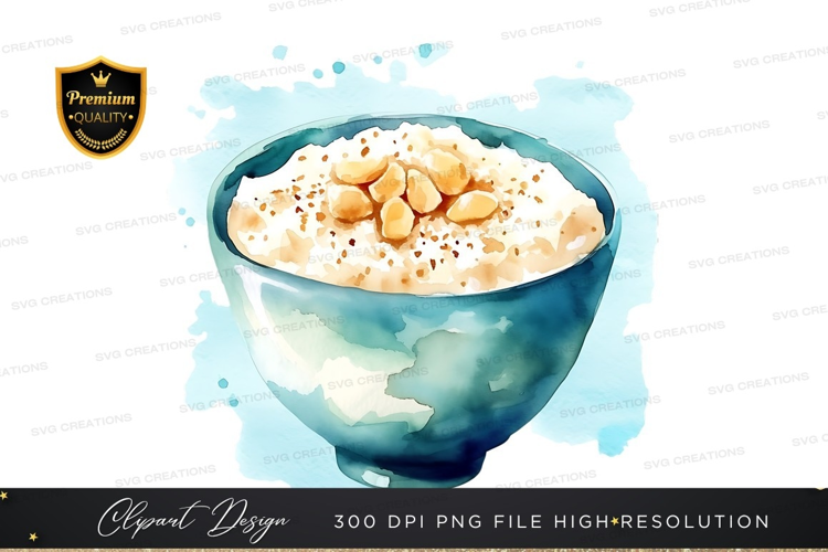 Creamy rice pudding with nuts