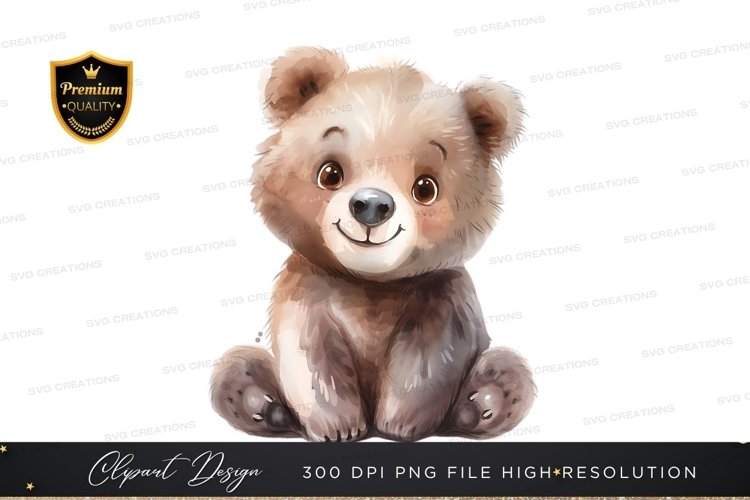 Cute baby bear clipart png