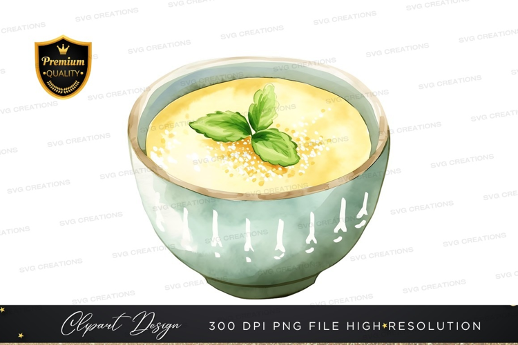 Creamy pudding in a decorative bowl