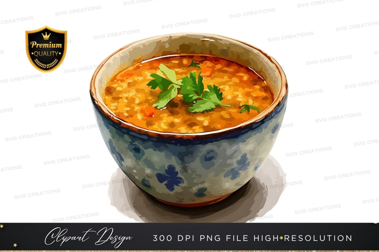 Spicy lentil soup in a ceramic bowl