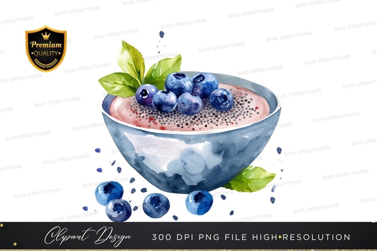 Blueberry chia pudding clipart png