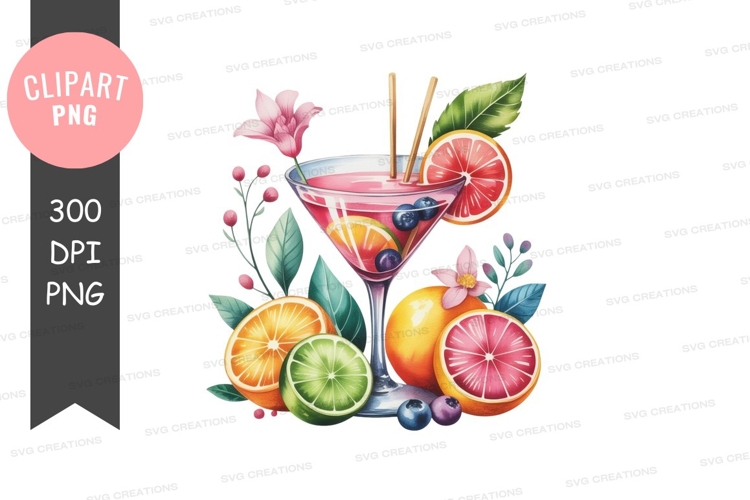Vibrant cocktail with fresh fruits and flowers