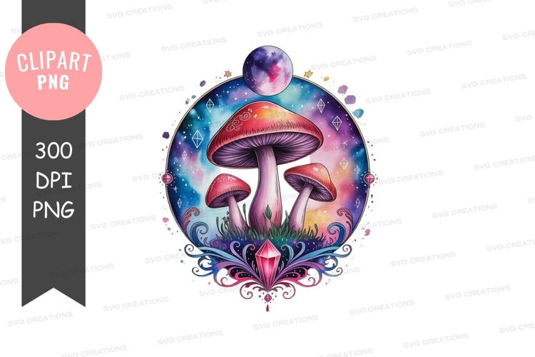 Mystical mushrooms under the moon