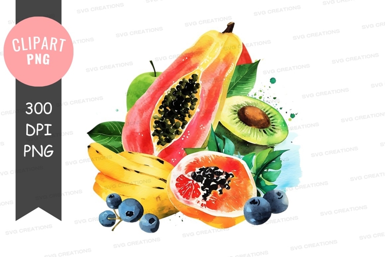 Vibrant fruit collection clipart png