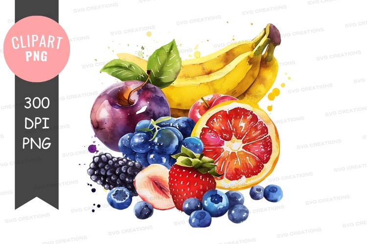Vibrant fruit collection clipart png