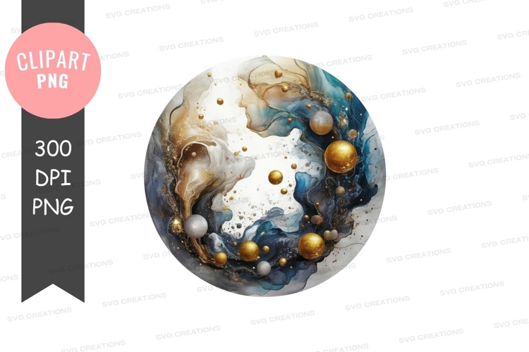 Abstract galaxy with golden orbs