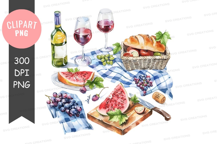 Summer picnic with wine and fruits