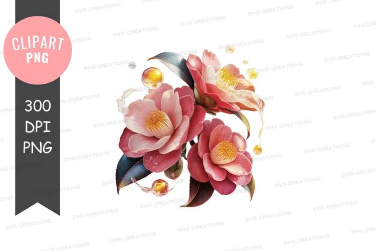 Delicate pink camellia flowers